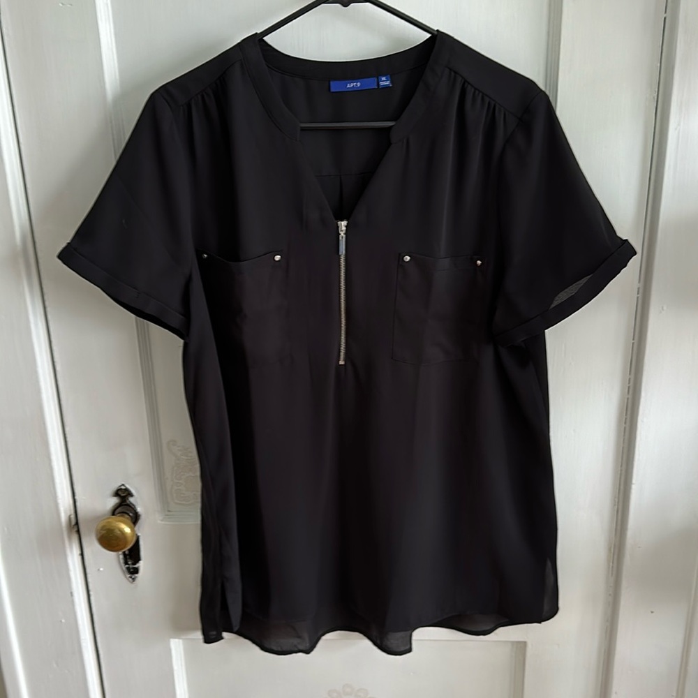 Simple Black Blouse with Zipper